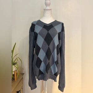 Banana Republic Cotton Cashmere Argyle Sweater Blue Gray Men’s Size L